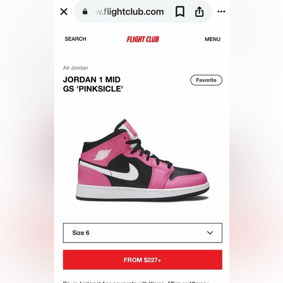 Jordan 1 Mid Pinksicle (GS) 2020” Size 6Y